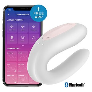 Vibrator Cuplu Satisfyer Double Joy Alb pe SexLab