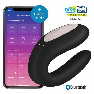 Vibrator Cuplu Satisfyer DoubleJoy Negru Vibrator Cuplu Satisfyer DoubleJoy Negru pe Sexlab.ro