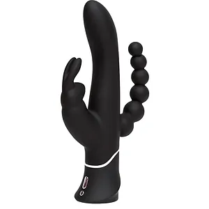 Vibrator Triplu Happy Rabbit Negru pe SexLab