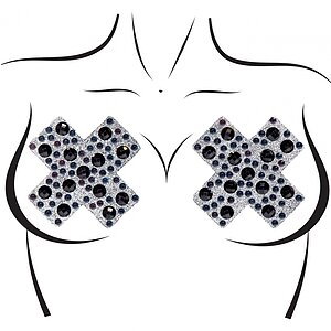 X Factor Nipple Jewels Sticker Negru pe Sexlab.ro