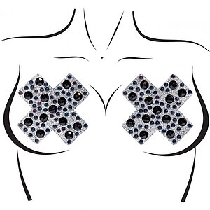 X Factor Nipple Jewels Sticker Negru pe SexLab