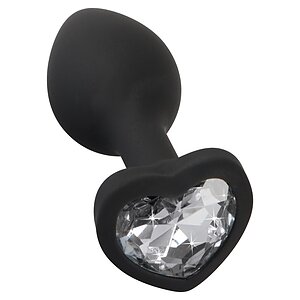 You2Toys Dop Anal Compact Din silicon cu Piatră Inimă 7.3cm Negru pe SexLab