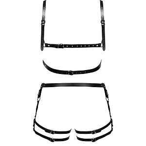 ZADO Set Hamuri Din Piele Reglabile cu Detalii Metalice M-L Negru M-L