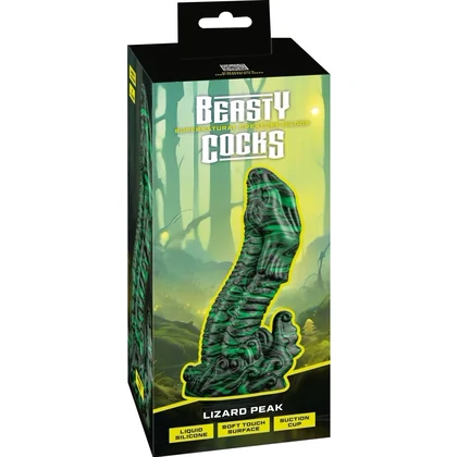 Beasty Lizard Peak — Dildo Din silicon Lichid cu Ventuză 22 cm Verde