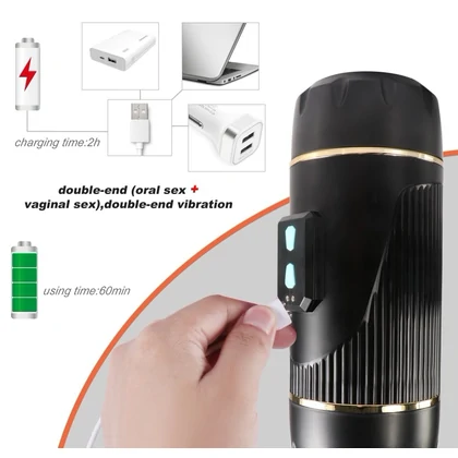 Mistress Kay – Masturbator Dublu, 2 Motoare, 10 Trepte Negru