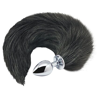 Alive Coada De Vulpe S, Plug Metalic Conic Pufoasă Negru