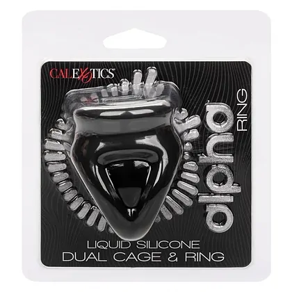 Alpha Dual Cage Ring Negru
