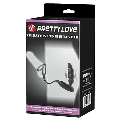 Anal Plug Pretty Love Vibration Penis Sleeve III Negru