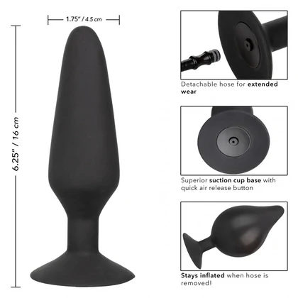 Anal Plug XL Silicone Inflatable 16cm Negru