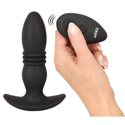 ANOS Plug Anal Vibrator Thrusting — 10 Vibraţii, 6 Împingeri Negru