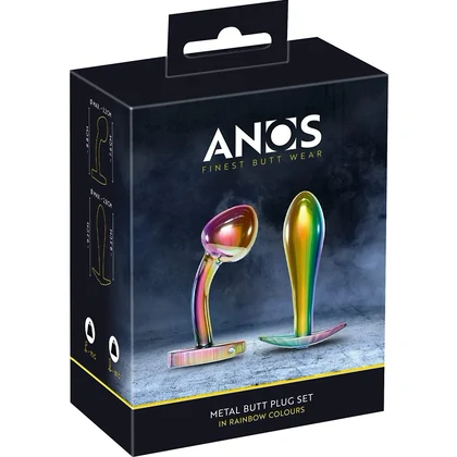 ANOS Set 2 Pluguri Anale Metalice curcubeu, Greutate Optimă Multicolor