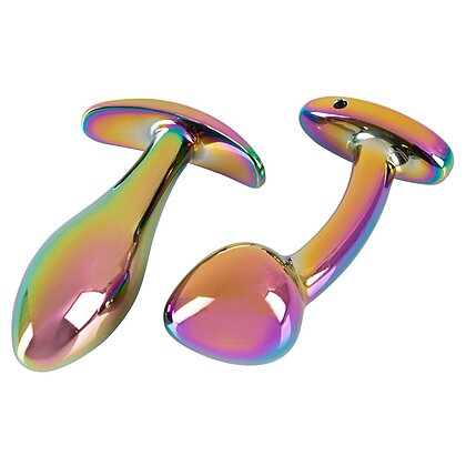 ANOS Set 2 Pluguri Anale Metalice curcubeu, Greutate Optimă Multicolor