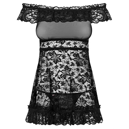 Babydoll Dress Obsessive Flores Negru L-XL