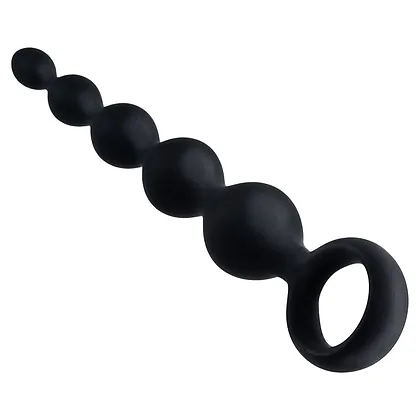 Bile Anale Din Silicon Cu Striatii 14cm Negru