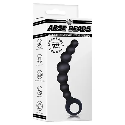 Bile Anale Din Silicon Cu Striații 18cm Negru