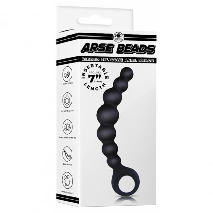 Bile Anale Din Silicon Cu Striații 18cm Negru