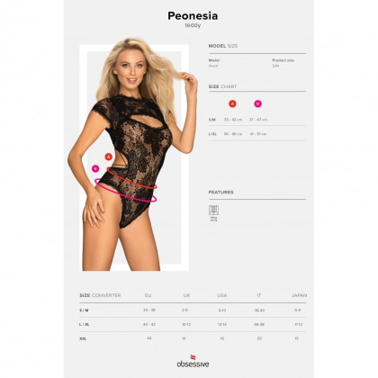 Body Obsessive Peonesia Negru L-XL