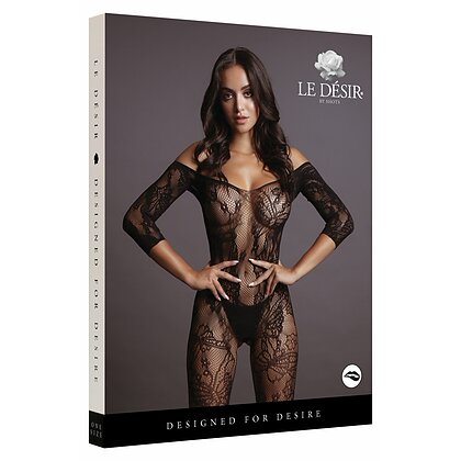 Catsuit Le Désir Lace Sleeved Negru S-L