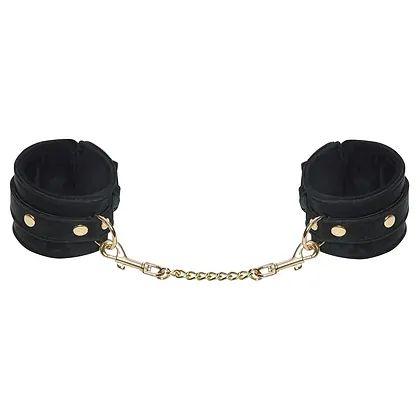 Cătușe Bad Kitty Negre Catifelate cu Lanț Auriu Detașabil Negru