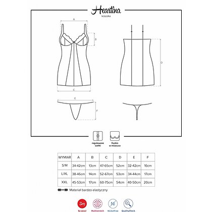 Chemise Obsessive Heartina Roșu 2XL