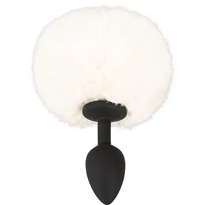 Coadă Pufoasă White S – Plug Flexibil Din silicon, 14.2 cm