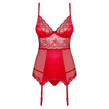 Corset Cu Portjartier Obsessive Lovica Roșu S-M