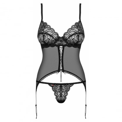 Corset Cu Șnur Obsessive Contica Negru L-XL