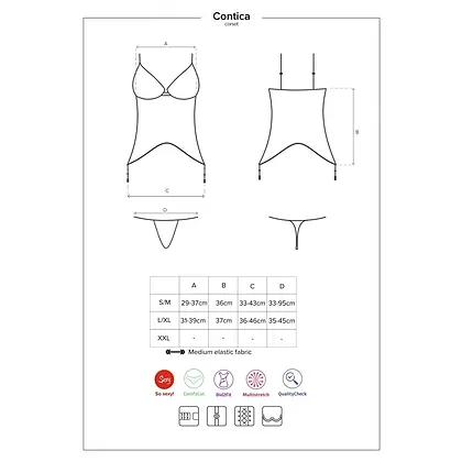 Corset Cu Șnur Obsessive Contica Negru S-M