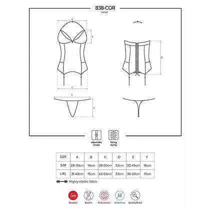 Corset Obsessive 838-COR Roșu S-M