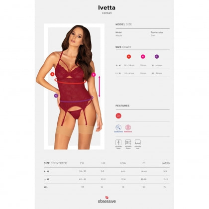 Corset Obsessive Ivetta Roșu L-XL