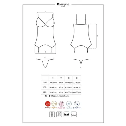 Corset Roșu Obsessive Rosalyne S-M