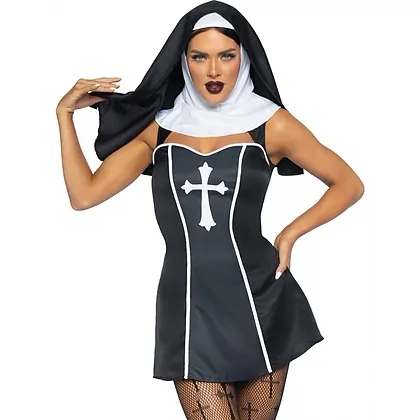 Costum Leg Avenue Naughty Nun Negru L
