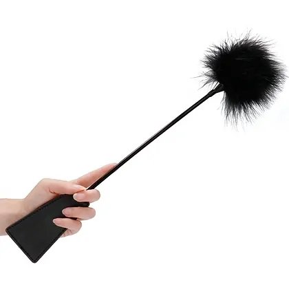 Crop With Feathers Negru