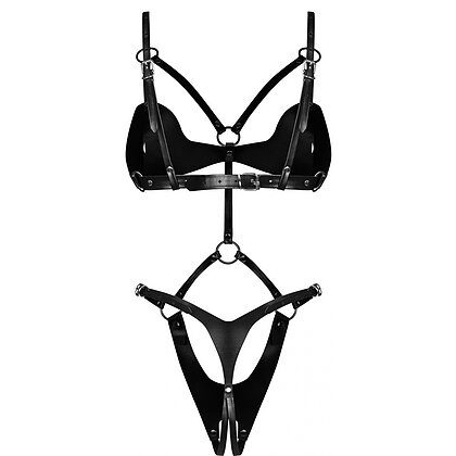 Crotchless Body Dame Controle Negru S-L