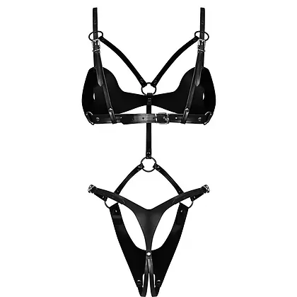 Crotchless Body Dame Controle Negru S-L