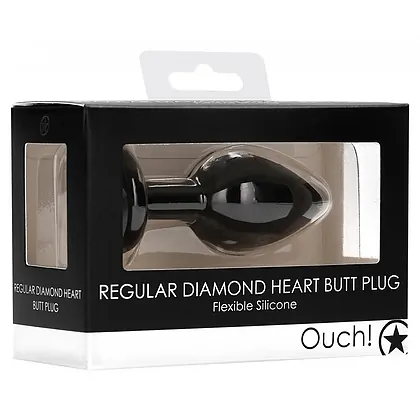Diamond Heart Anal Plug Negru Regular