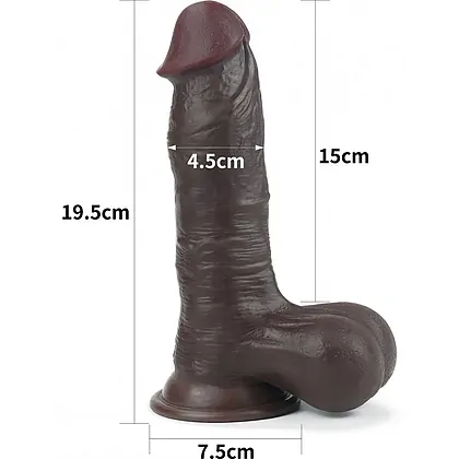 Dildo cu Ventuză Sliding Skin Dual Layer Dong Maro
