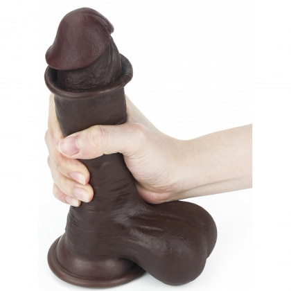 Dildo cu Ventuză Sliding Skin Dual Layer Dong Maro