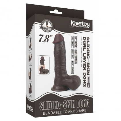 Dildo cu Ventuză Sliding Skin Dual Layer Dong Maro