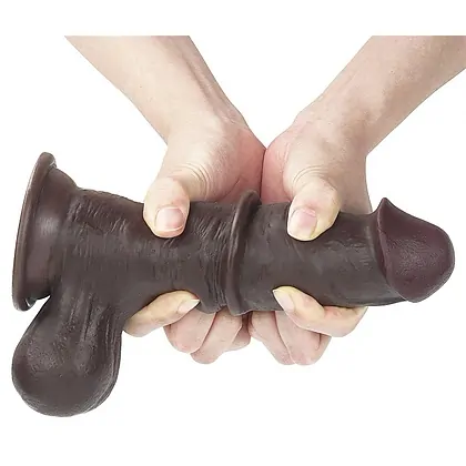 Dildo cu Ventuză Sliding Skin Dual Layer Dong Maro