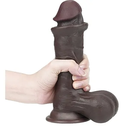 Dildo cu Ventuză Sliding Skin Dual Layer Dong Maro
