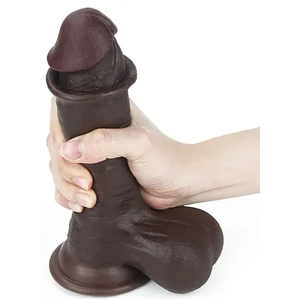 Dildo cu Ventuză Sliding Skin Dual Layer Dong Maro