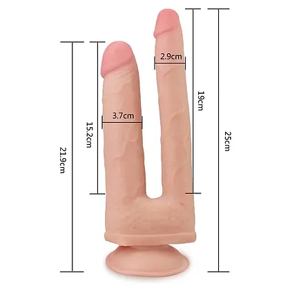 Dildo Dublu Cu Ventuză Skinlike Soft