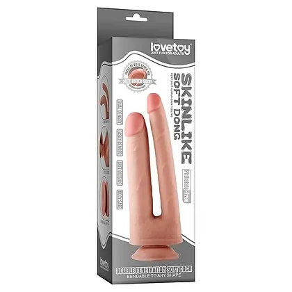 Dildo Dublu Cu Ventuză Skinlike Soft