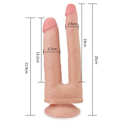 Dildo Dublu Cu Ventuză Skinlike Soft