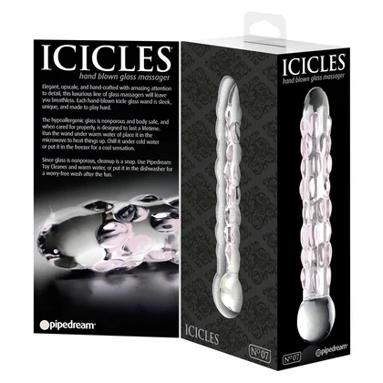 Dildo Icicles Hand Blown Glass 17.8cm Transparent