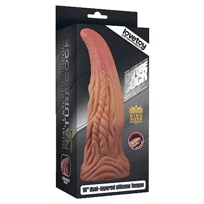 Dildo În Formă De Limbă Platinum 25cm – Strat Dublu Maro