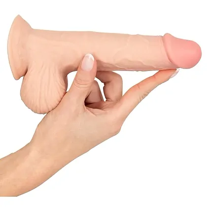 Dildo Nature Skin 18.7 cm cu Piele Mobilă și Ventuză