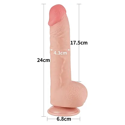 Dildo Realist LoveToy 24cm TPE Dual Density Ventuză