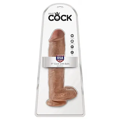 Dildo Realistic cu Testicule King 11 Inch Caramel